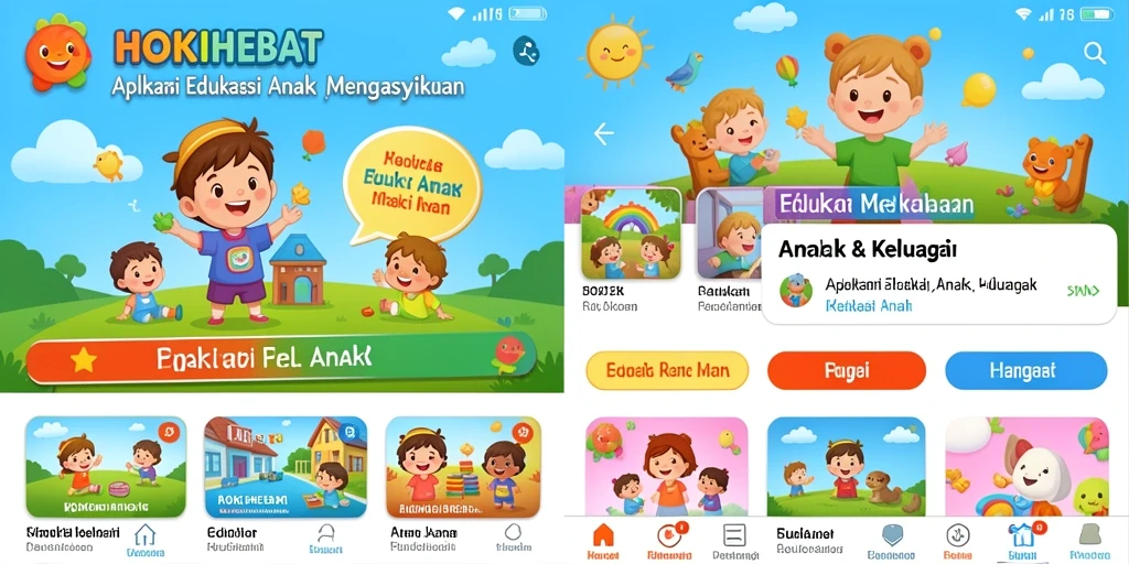 Antarmuka HOKIHEBAT yang ramah untuk anak-anak.