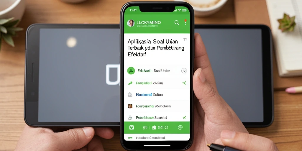 Antarmuka aplikasi LUCKYMINO yang sederhana dan efektif untuk ujian.