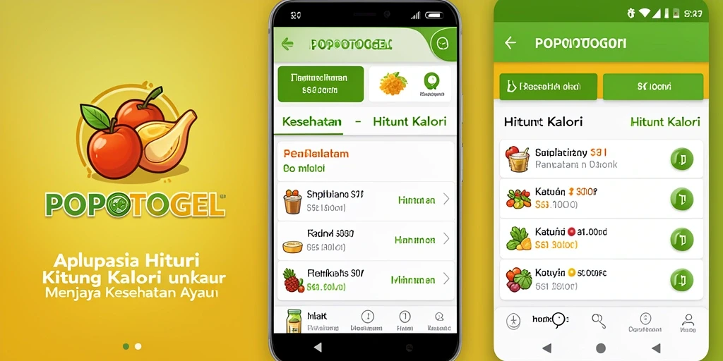 Tampilan antarmuka aplikasi POPOTOGEL yang intuitif untuk menghitung kalori.