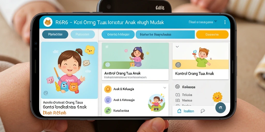 Antarmuka aplikasi R6R6 untuk kontrol orang tua yang mudah dan intuitif.
